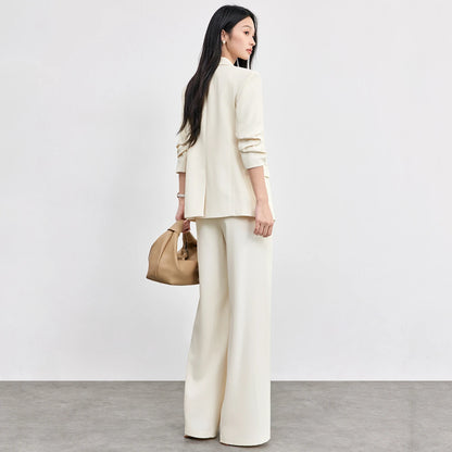 Ruched-Sleeve Blazer and Pants Set