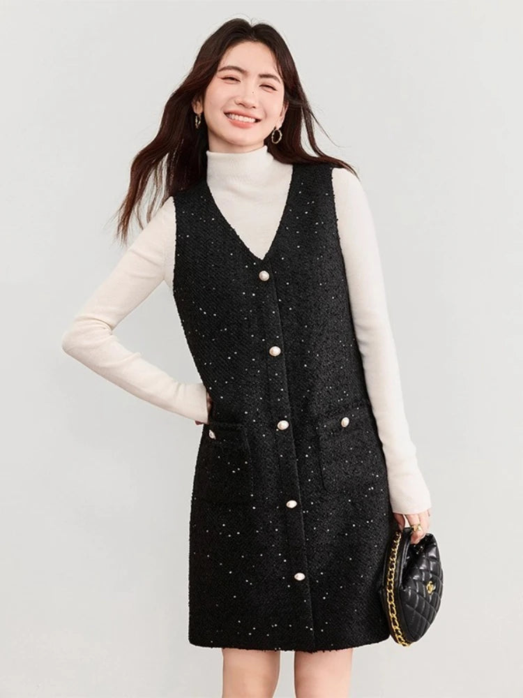 Button-Front Sleeveless Mini Dress
