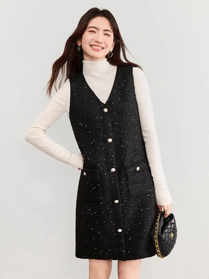 Button-Front Sleeveless Mini Dress