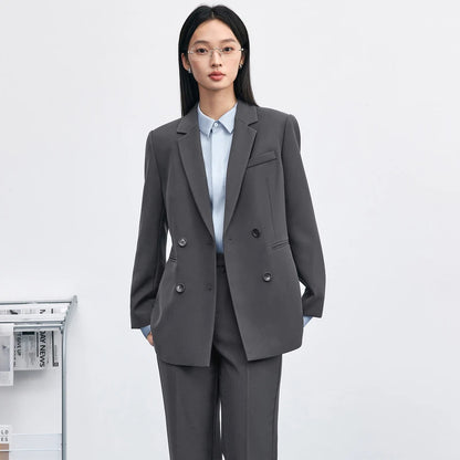 Double-Breasted Notched-Lapel Blazer