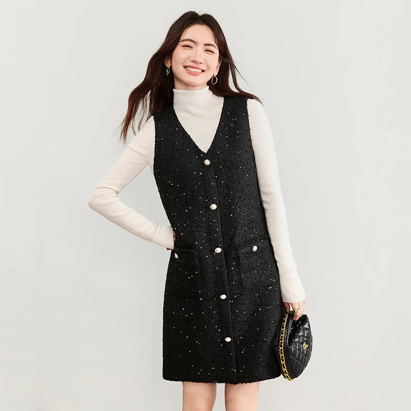 Button-Front Sleeveless Mini Dress