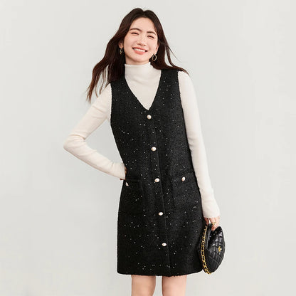 Button-Front Sleeveless Mini Dress