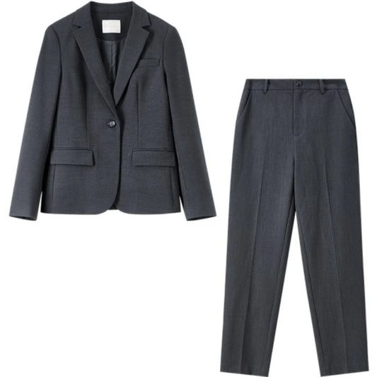 Single-Button Blazer and Pants Set