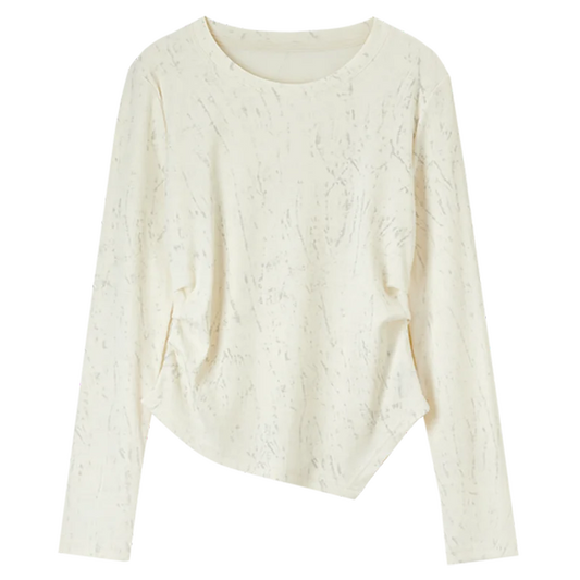 Asymmetric-Hem Long-Sleeve Tee