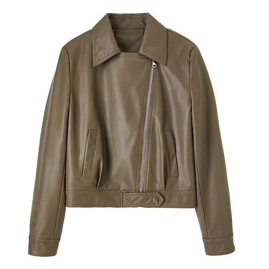 Asymmetric-Zip Cropped Jacket