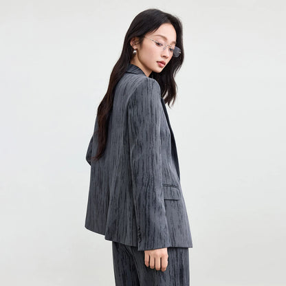 Textured Single-Button Blazer