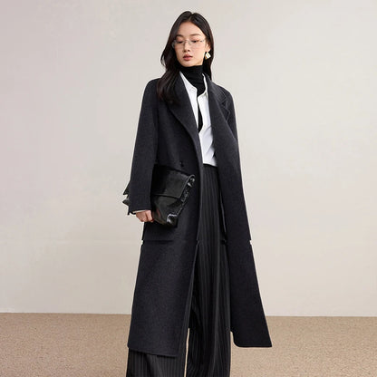 Notched-Lapel Long Coat