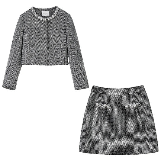 Embellished Jacket and Skirt Set