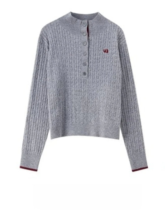 Cable-Knit Henley Sweater
