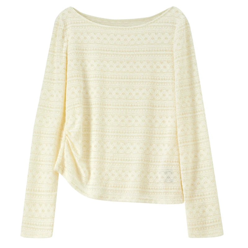 Side-Ruched Boat-Neck Top
