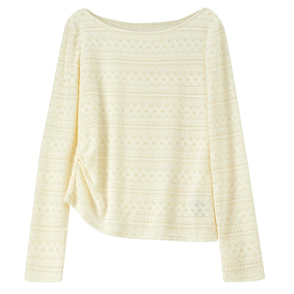 Side-Ruched Boat-Neck Top