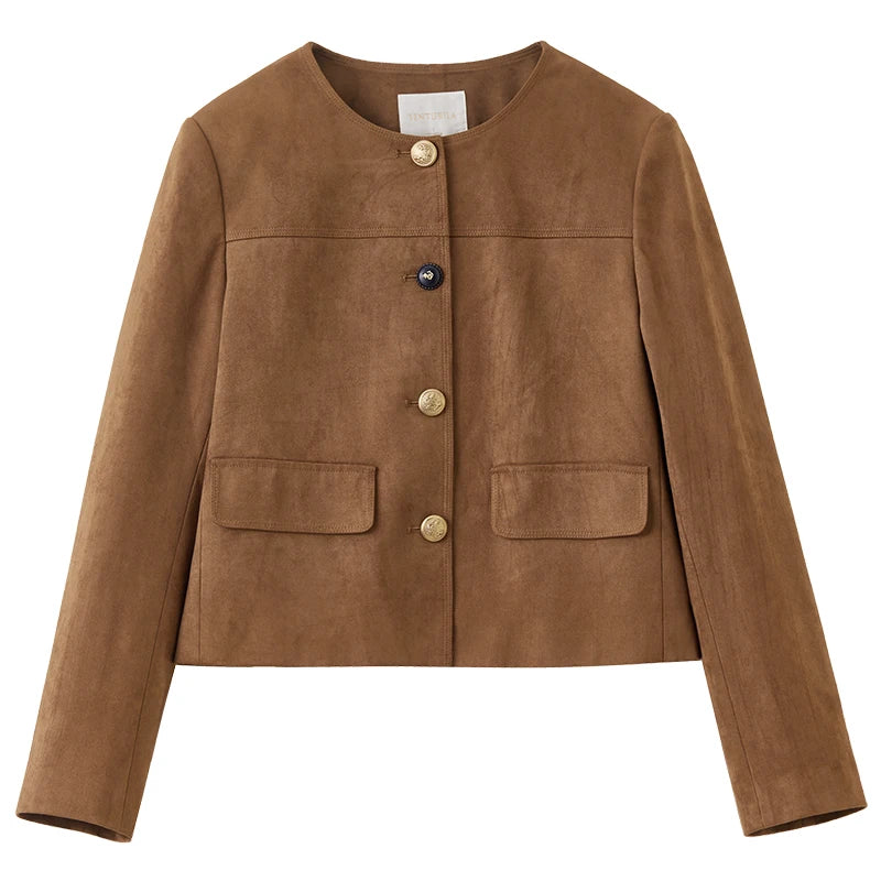Collarless Cropped Jacket