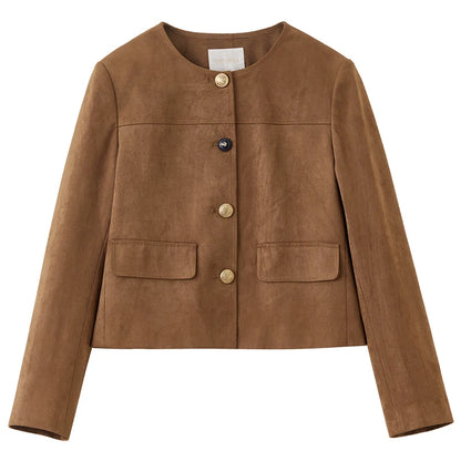 Collarless Cropped Jacket