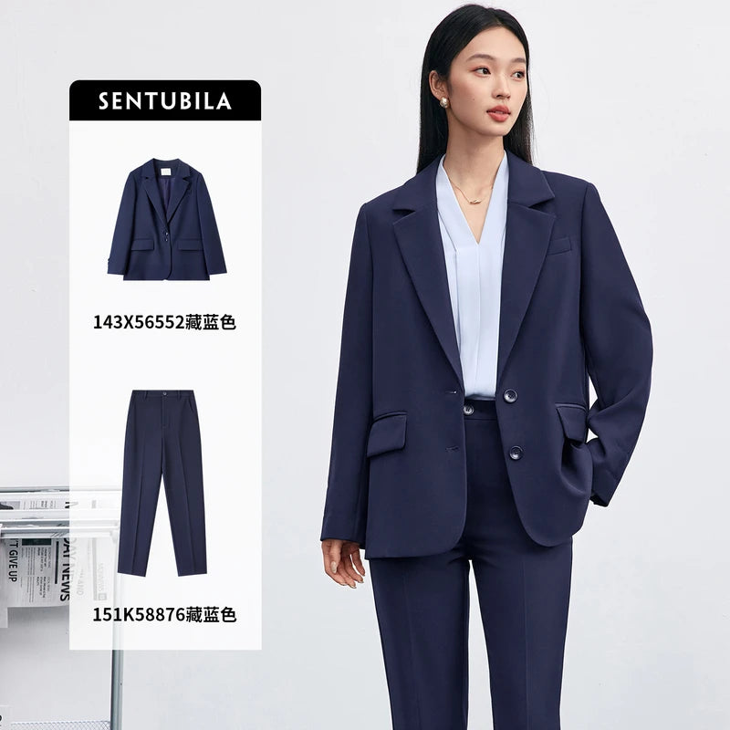 Notched-Lapel Blazer and Pants Set