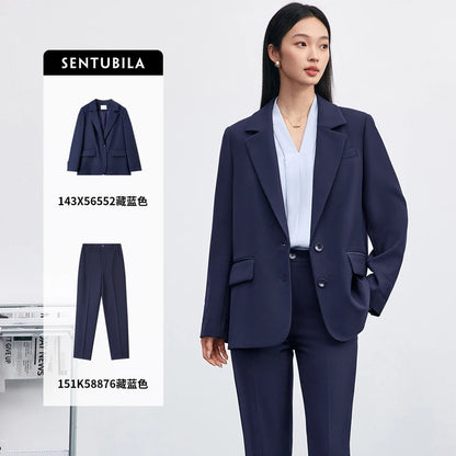 Notched-Lapel Blazer and Pants Set