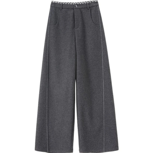 Contrast-Stitch Wide-Leg Pants