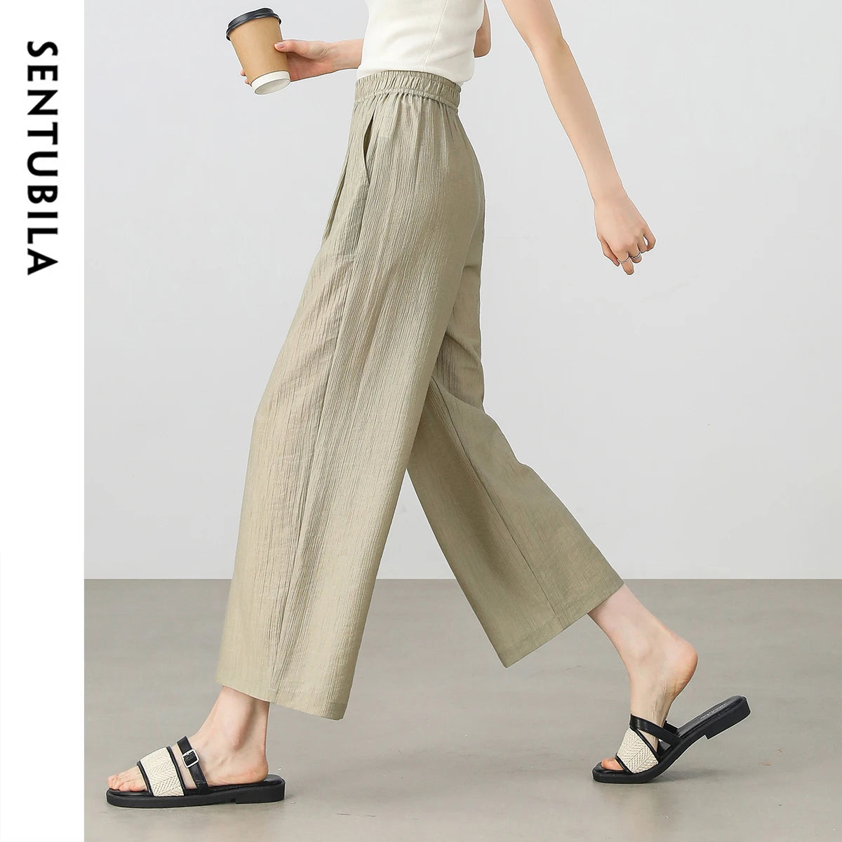 Elastic-Waist Wide-Leg Pants