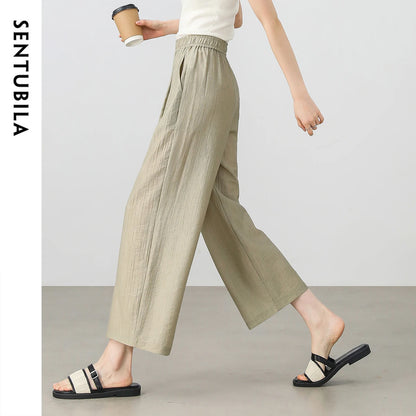 Elastic-Waist Wide-Leg Pants