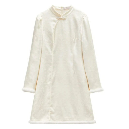 Stand-Collar A-Line Dress