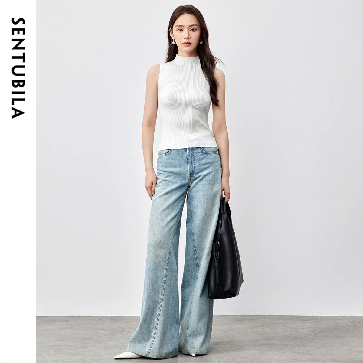 Ribbed Mock-Neck Tank Top