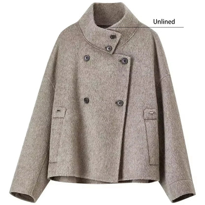 Stand-Collar Double-Breasted Jacket
