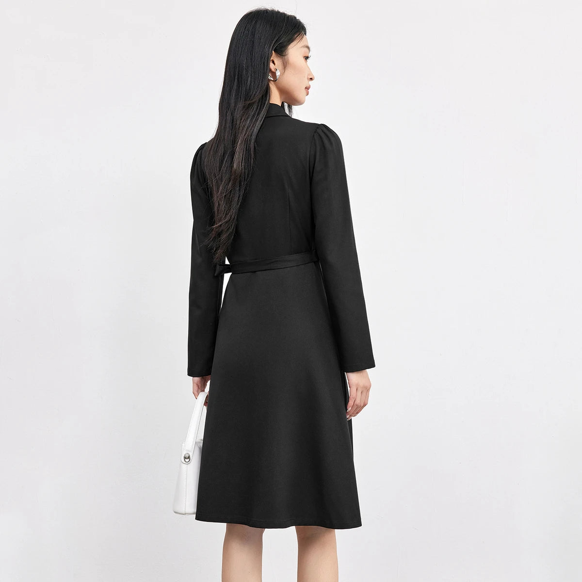 Belted Long-Sleeve Blazer Dress