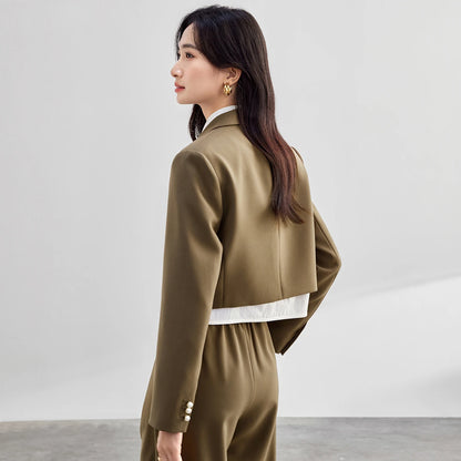 Cropped Notched-Lapel Blazer