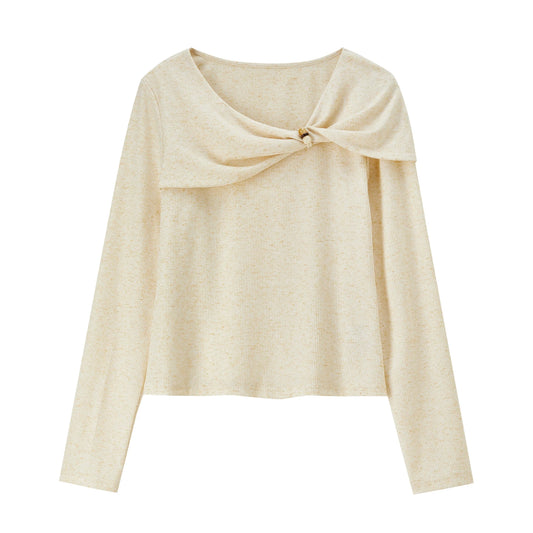 Twist-Neck Long-Sleeve Top