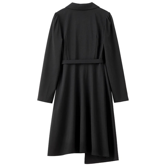 Belted Long-Sleeve Blazer Dress