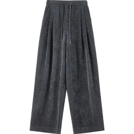 Drawstring Pleated Wide-Leg Pants