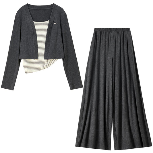 Three-Piece Wide-Leg Pants Set