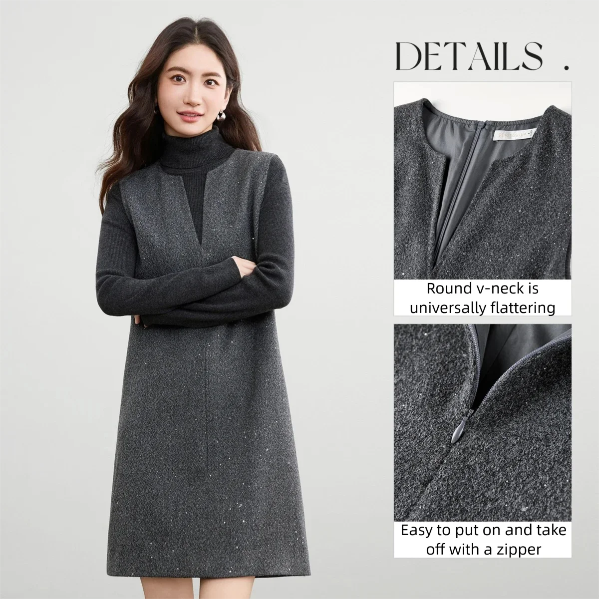 Notch-Neck Sleeveless Dress