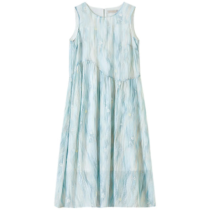 Abstract-Print Sleeveless Midi Dress