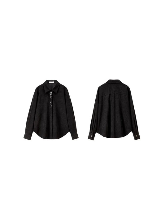 Embellished-Placket Long-Sleeve Shirt