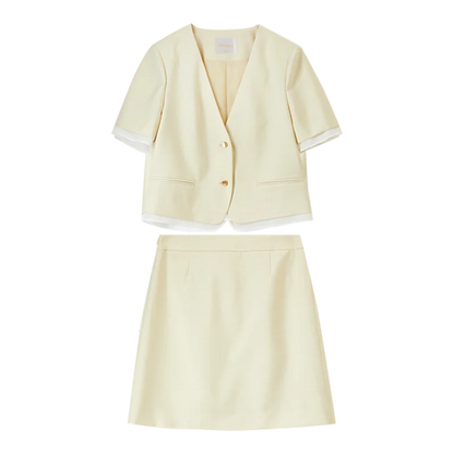 Short-Sleeve Jacket and Skirt Set