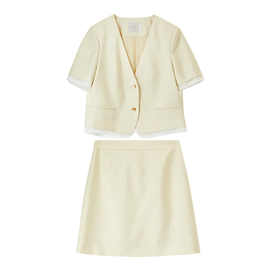 Short-Sleeve Jacket and Skirt Set