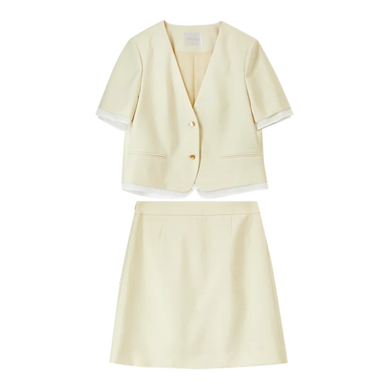 Short-Sleeve Jacket and Skirt Set