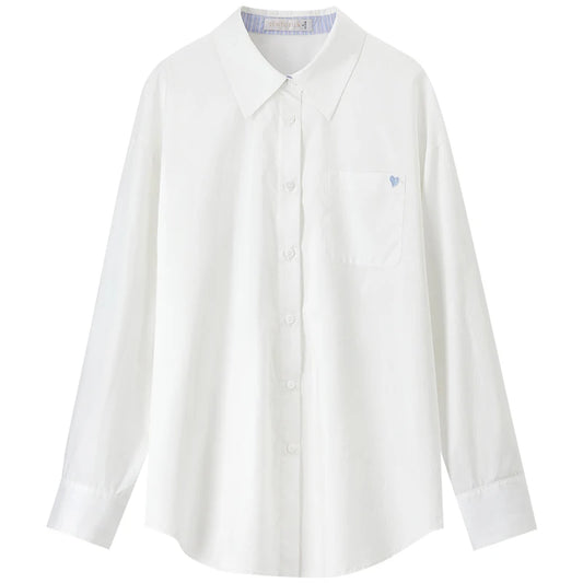 Contrast-Cuff Button-Front Shirt