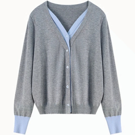 Layered-Look V-Neck Cardigan