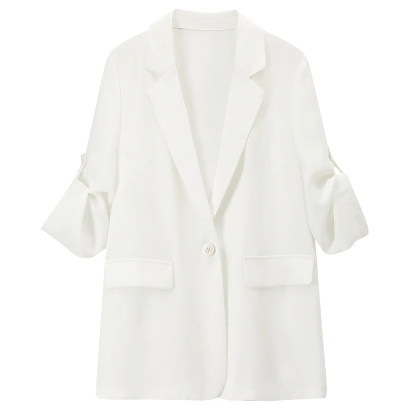 Tie-Sleeve Single-Button Blazer