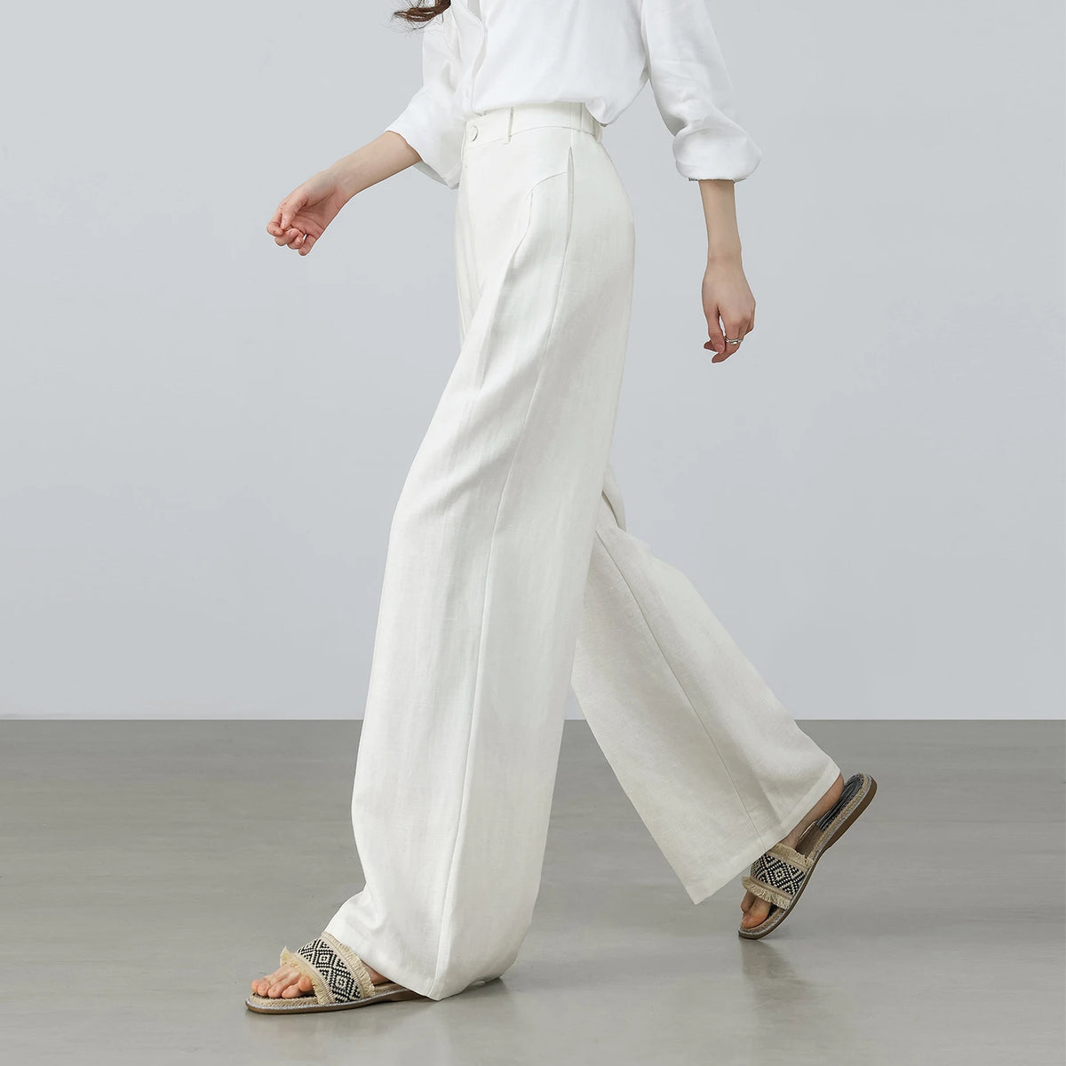 Elastic-Waist Wide-Leg Pants