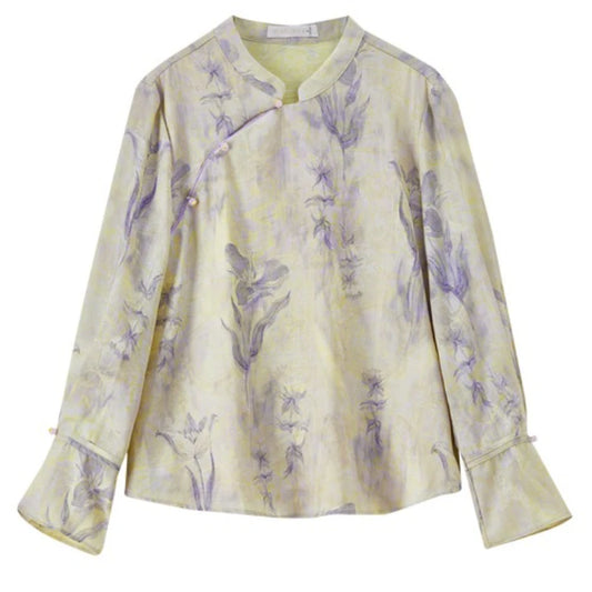 Botanical Stand-Collar Blouse