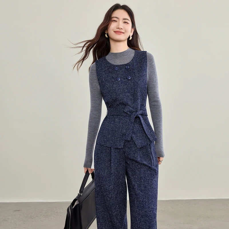 Textured Vest and Pants Set