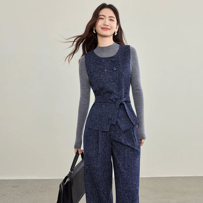 Textured Vest and Pants Set