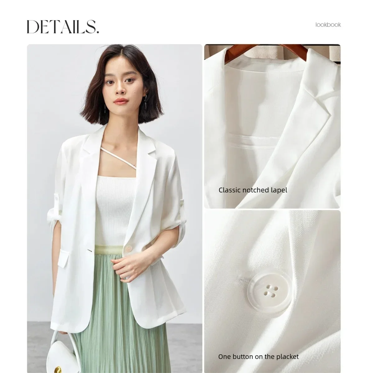 Tie-Sleeve Single-Button Blazer