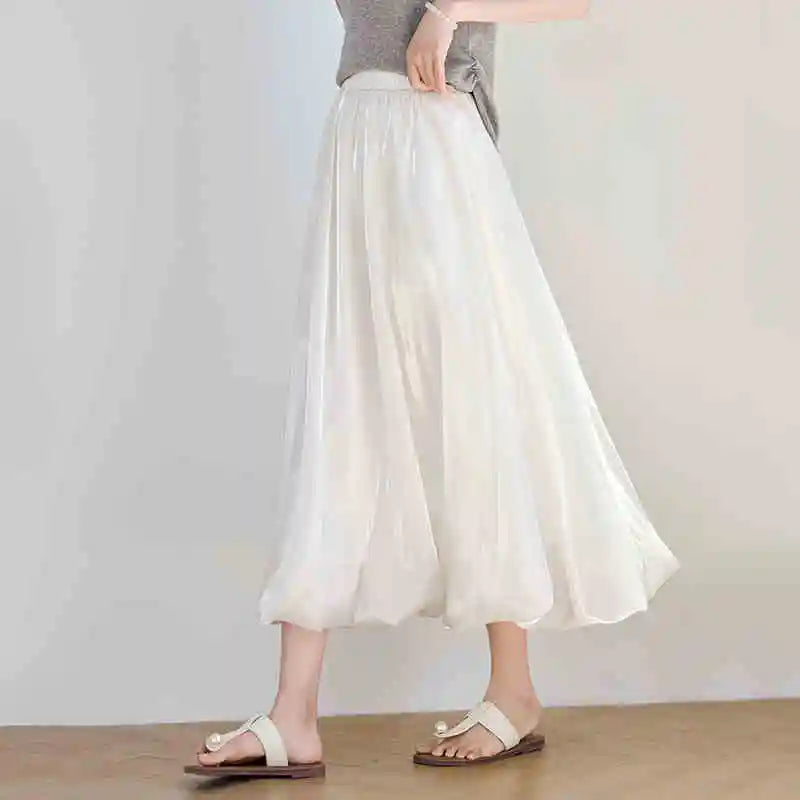 Gathered Bubble-Hem Skirt