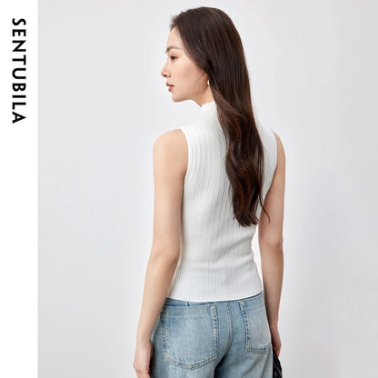 Ribbed Mock-Neck Tank Top