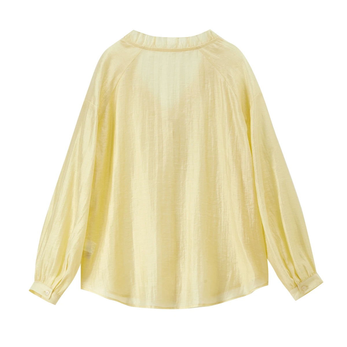 Ruffle-Trim Tie-Neck Blouse