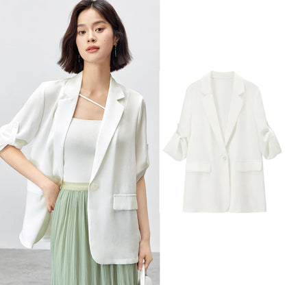Tie-Sleeve Single-Button Blazer
