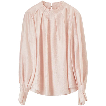 Ruffle-Neck Long-Sleeve Blouse